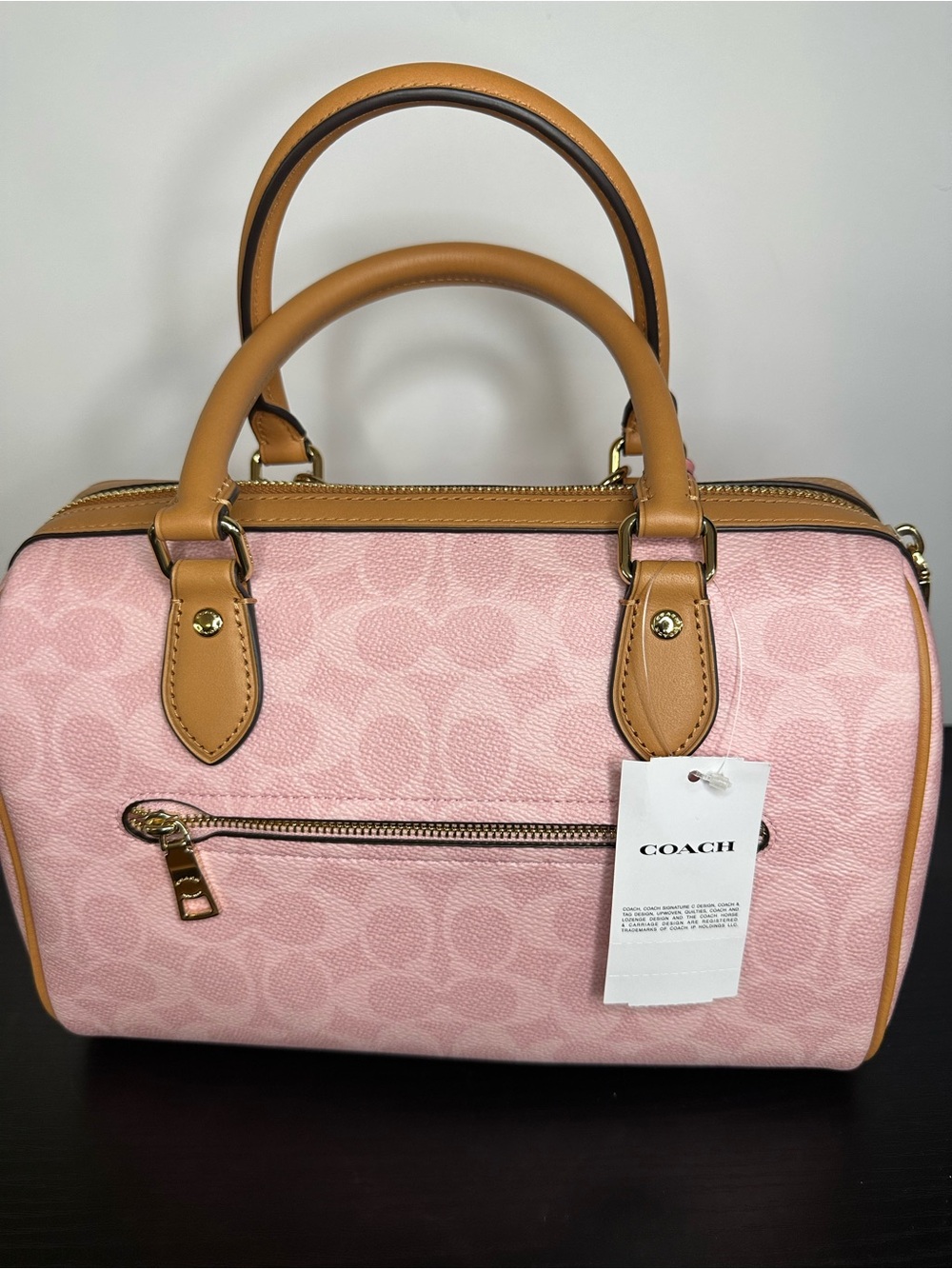 Coach Powder Pink Signature Canvas Medium Rowan Satchel with Charms - Picture 3 of 9